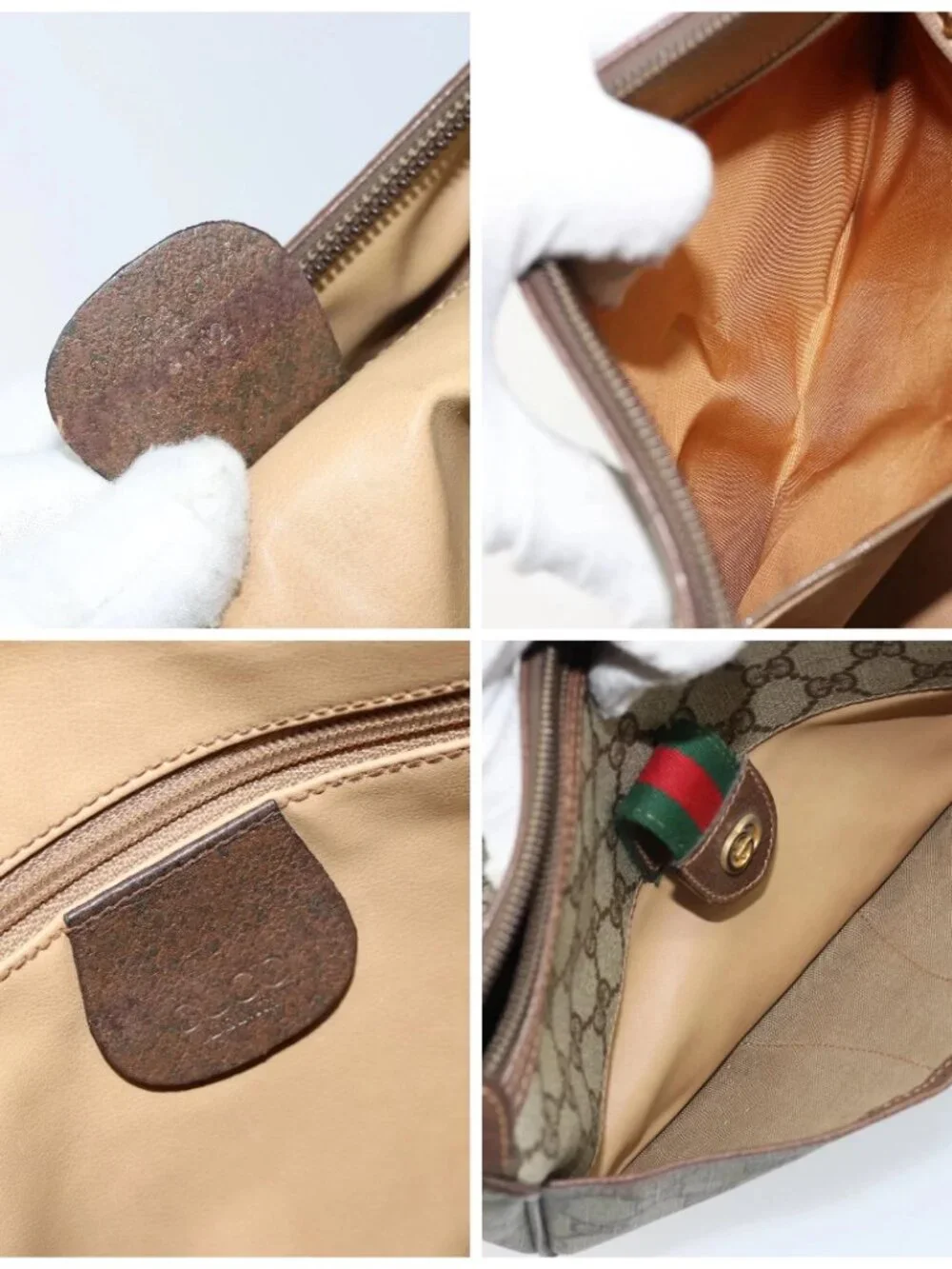 GUCCI GG Supreme Web Sherry Line Bag PVC Beige 001 123 6177 002 Auth ep13516 - Picture 15 of 16